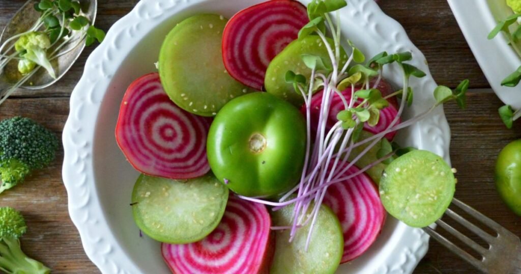 overhead view of fresh food